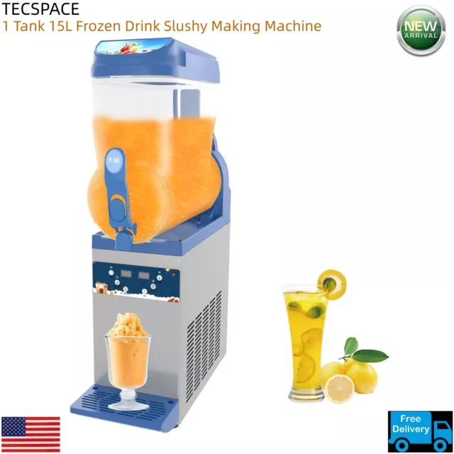 TECSPACE Commercial 110V 500W 1 Tank 15L Frozen Drink Slushy Making Machine US