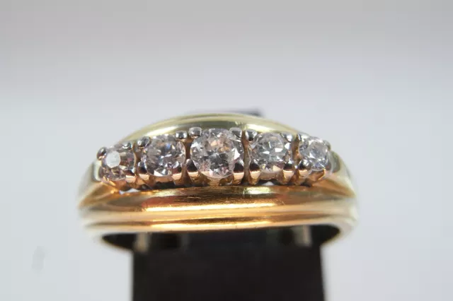 Schöner Diamant Ring 585 GG WG mit 5 Diamanten 0,40  Carat Handarbeit 1940