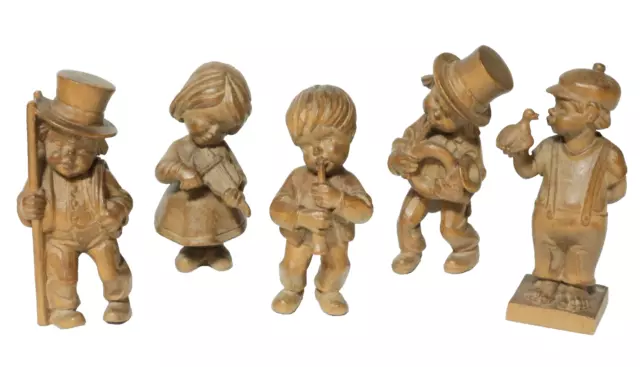 5 alte kleine geschnitzte Holzfiguren Holz Figur Schornsteinfeger Kinderfiguren