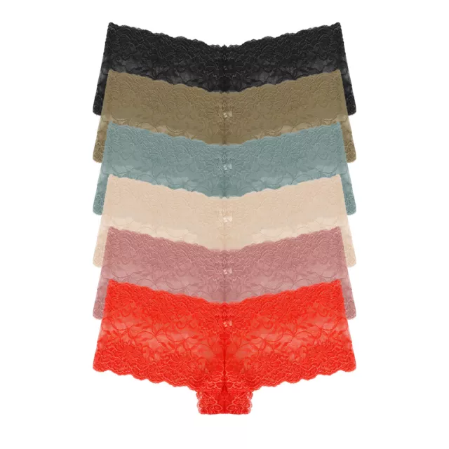 6 Pack Womens Sexy Lace French Knickers Briefs Seamless Underwear Panties
