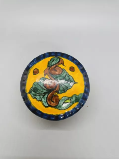 Mexican Talavera Folk Art Pottery Flowers Trinket Box Dresser Box Hand Painted