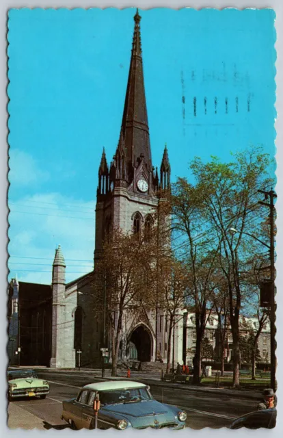 Postcard Cathedral La Cathedrale Old Car Trois Rivieres, Quebec Canada F9