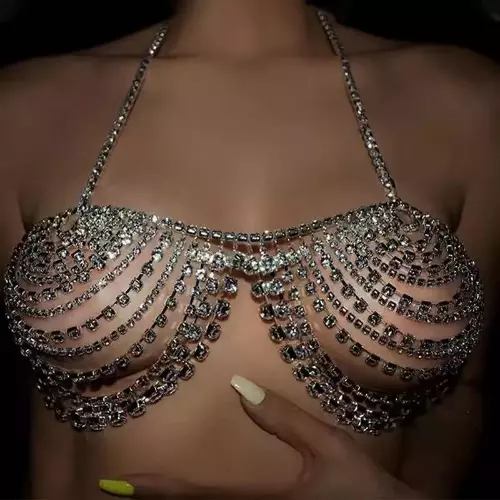 Luxury Bling Chain Rhinestone Tassel Body Chain Sexy Crystal Body Accessories