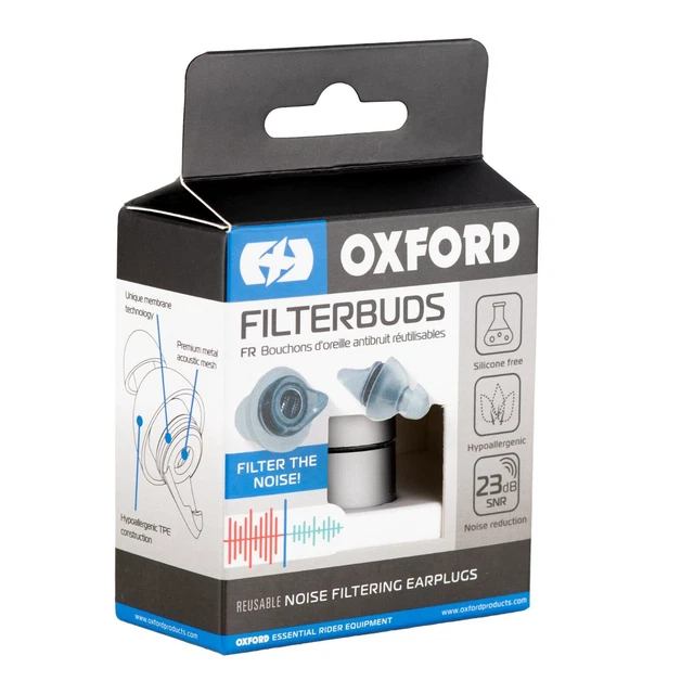 Oxford FilterBuds Motorcycle Motorbike Reuseable Noise Filtering Earplugs - OX69