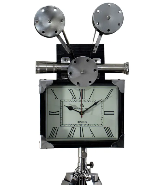 Vintage Boden Uhr Wohndeko Jagd Kamera Mit Holz Ständer Viktorianisch Uhren 4