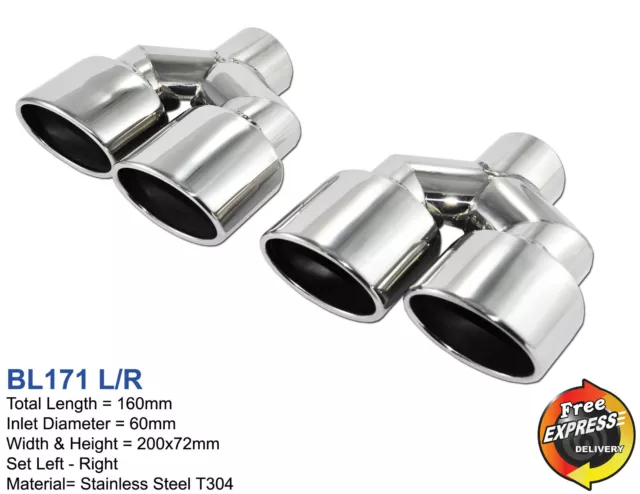 Exhaust dual tips quad tailpipes for Mercedes Benz AMG Style VW Golf 7 R Style