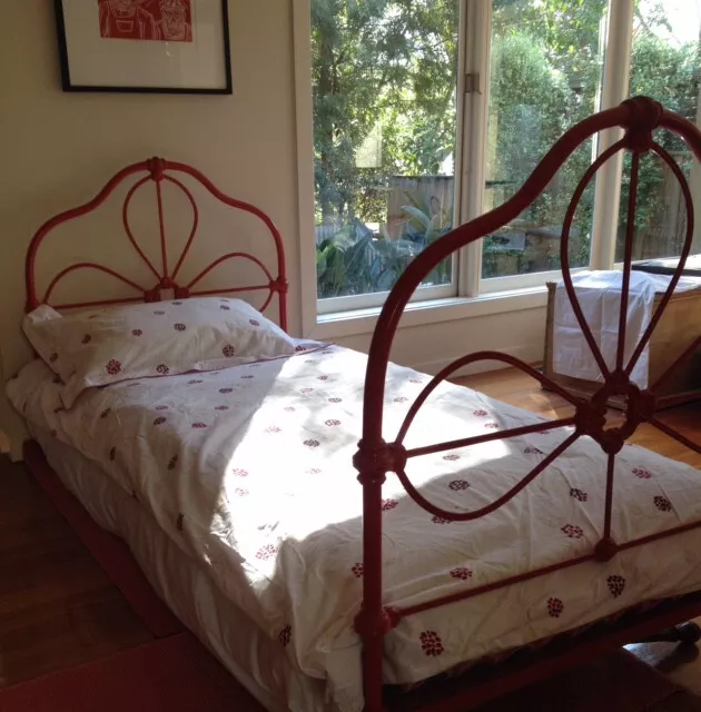 Antique Victorian Cast Iron Bed Single