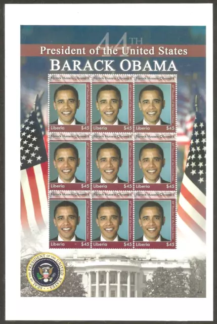 Liberia 2008 Sc# 2536 MNH Mini-Sheet of 9 Stamps Election of Barack Obama