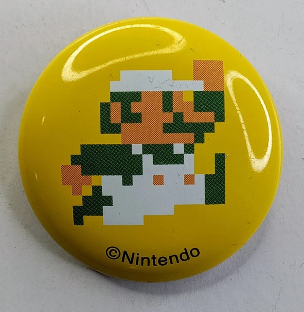 NINTENDO SUPER MARIO Bros. Luigi 8-Bit Sprite Pinback Button Can Badge ...