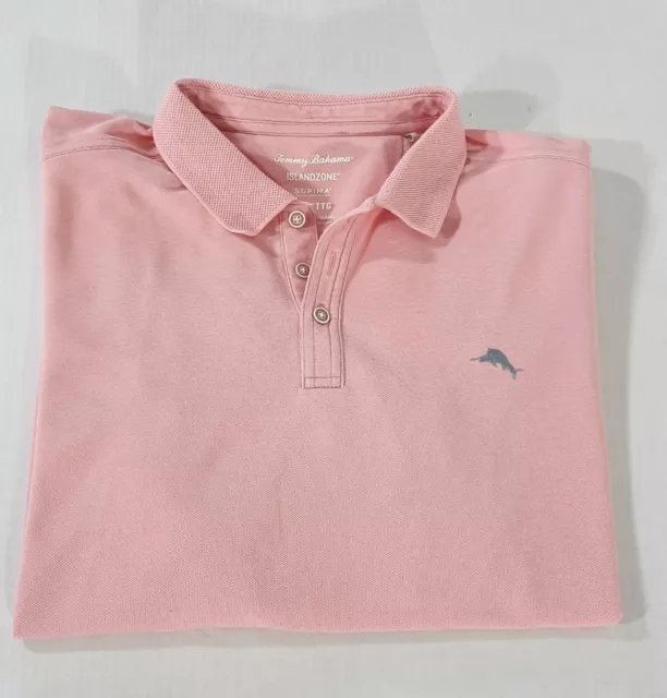 Tommy Bahama Emfielder IslandZone Supima Polo Shirt Marlin Logo Men XXL Pink