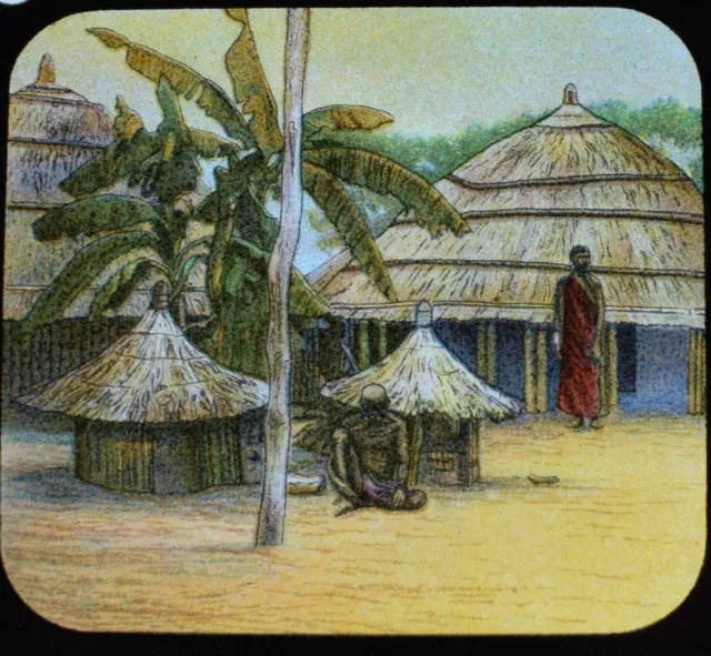 Magic Lantern Slide AFRICAN SPIRIT HUTS C1890 THE LIFE OF DAVID LIVINGSTONE