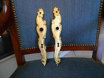 Pair Vintage brass FRENCH  FINGER PUSH PLATES 2