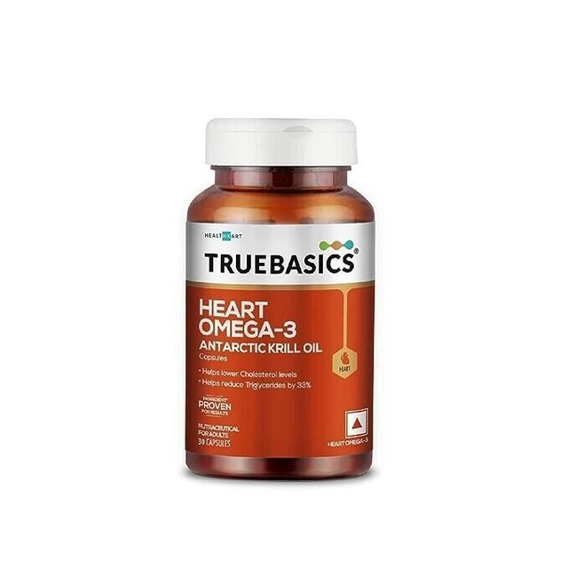 TRUEBASICS HEART OMEGA 3 Antarctic Krill Oil,/Healthy Heart, Reduces