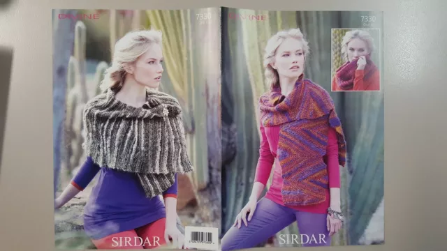 Sirdar Knitting Pattern #7330 Ladies Scarf Snood & Wrap to Knit in Divine Yarn