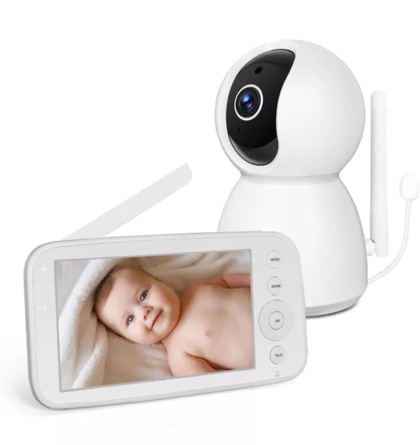 Baby monitor 5 Pollici 1080P HD Telecamera e audio PTZ 2X Visione notturna