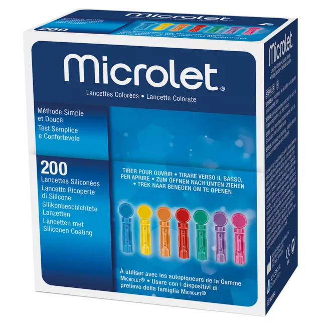 MICROLET Lanzetten farbig - 200 Stück  - PZN 06691206 - OVP vom med. Fachhändler