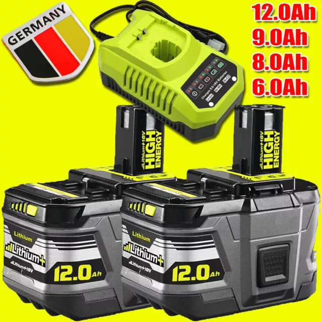 2x Original Für Ryobi Akku 18V 12,0Ah HP Lithium ONE Plus RB18L50 P108/Ladegerät