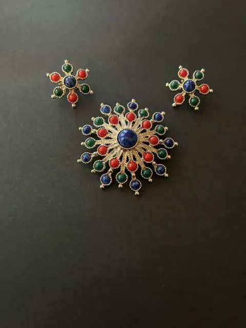 Vintage Sarah Coventry Brooch And Earrings Set