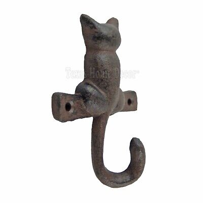 Cat Tail Key Hook Cast Iron Towel Coat Hanger Wall Mounted Antique Style 4 3/4" 2