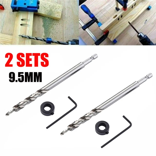 3/8inch 9.5mm Hex Twist Step Drill Bit for Pocket Hole Drill Jig Guide Kit 2Sets