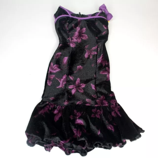 OOAK BJD Velvet Black Purple Floral Dress Fits SD 1/3 Volks Iplehouse EID SID