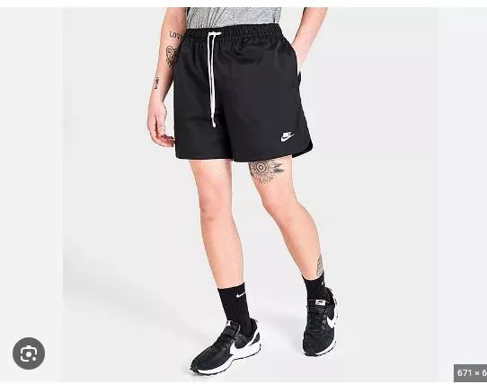 Nike Mens L Large Lined Essential Woven Flow Shorts Black White Dm6829 010