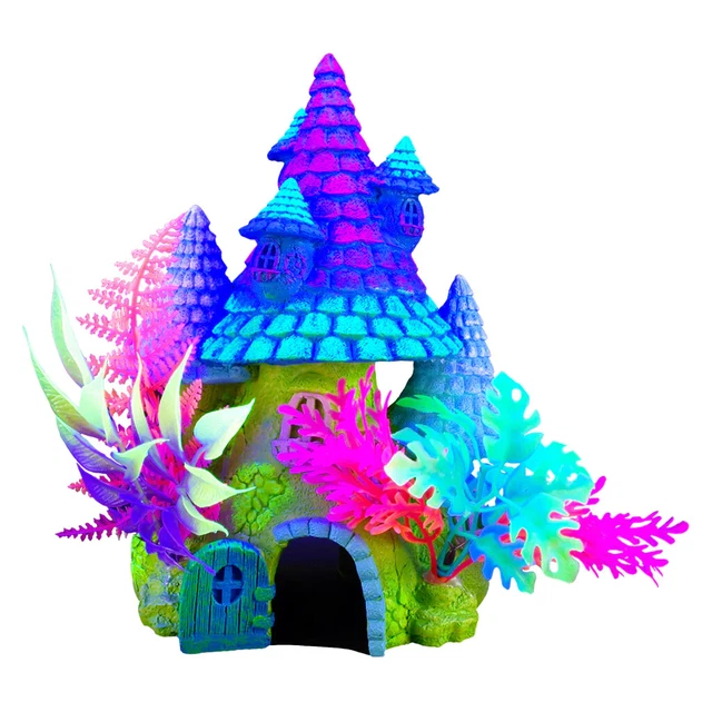 Marina IGlo Fantasy House with Plants Aquarium Decoration Ornament