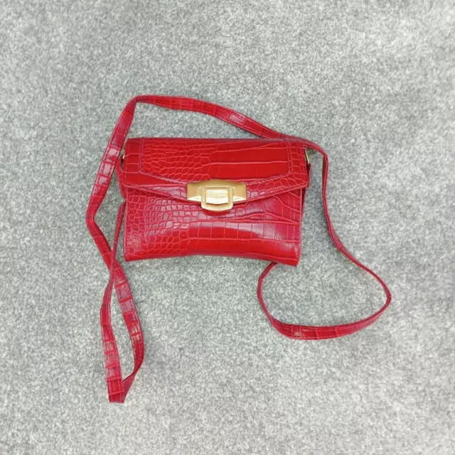 Red Croc Faux Leather Handbag Carry Y2K Satchel Shoulder Crossbody Bag