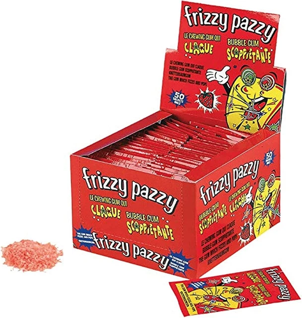 Frizzy Pazzy Bubble Gum Masticare Scoppiettante Frutta Espositore Da 50 Bustine