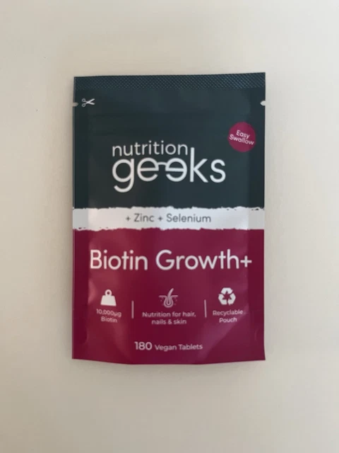 NUTRITION GEEKS BIOTIN Growth+ 180 Vegan Tablets £5.92 - PicClick UK