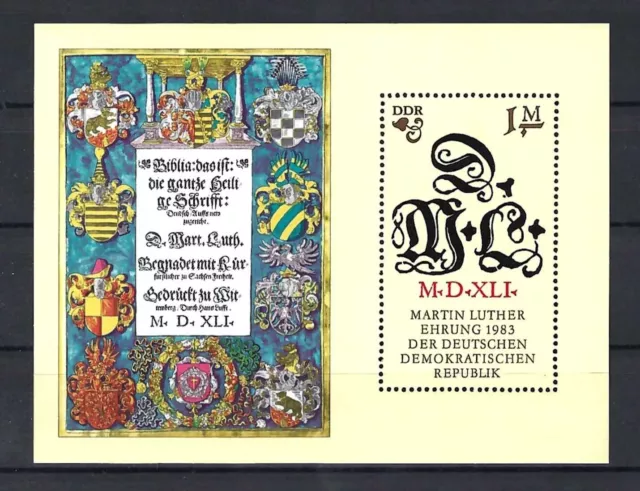 DDR Block 73 postfrisch`` 500. Geburtstag von Martin Luther MiNr. 2833