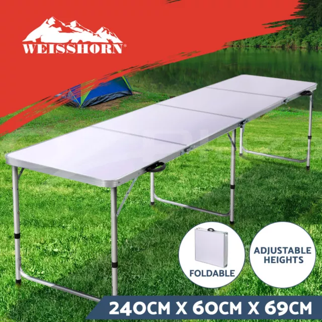 Weisshorn Folding Camping Table Portable Family Picnic Garden 240CM