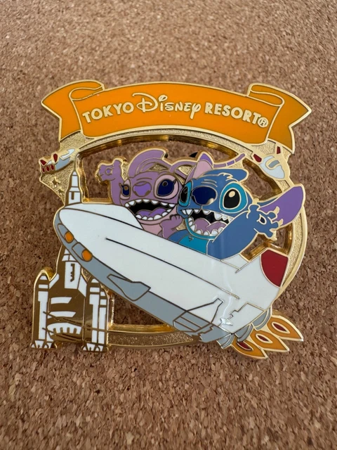 RARE TOKYO DISNEY Resort Stitch and Angel Riding Rocketship Space ...