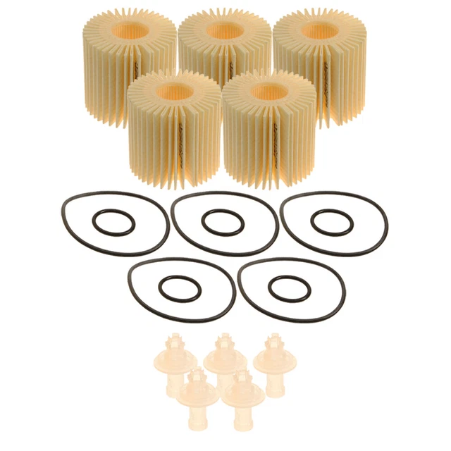 GENUINE OEM SET 5 Oil Filter Element Drain Plug & Gaskets For Toyota