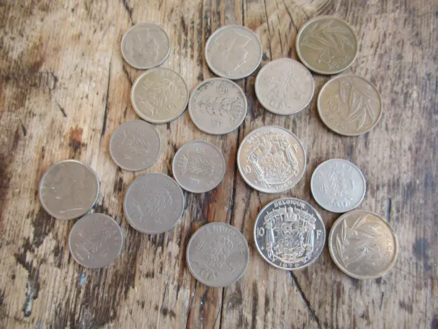 17 Belgium Francs Coins Pre Euro - Vintage