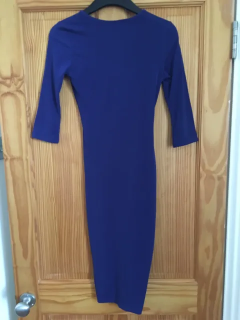 BNWT River Island Blue Stretch Dress Size 6, Drape Front, Bodycon, RRP £38 2