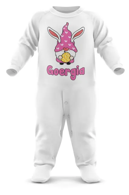 Tuta Romper Gnome Bambine Nome Personalizzato Coniglietto Pasquale Personalizzato Regali Carini