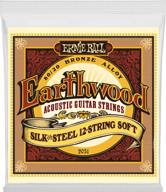 Ernie Ball 2051 Earthwood 12 Cordes Silk & Steel- Jeu De Cordes Guitare Ac. 9-46