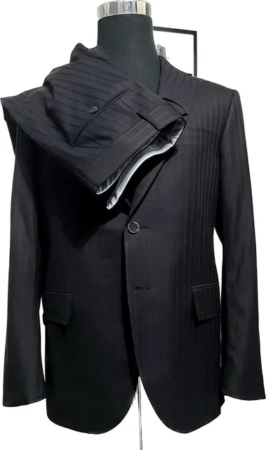 STEFANO RICCI - 38 R/S - Black Pinstripe 92% Wool 8% Vicuña Super Soft Suit
