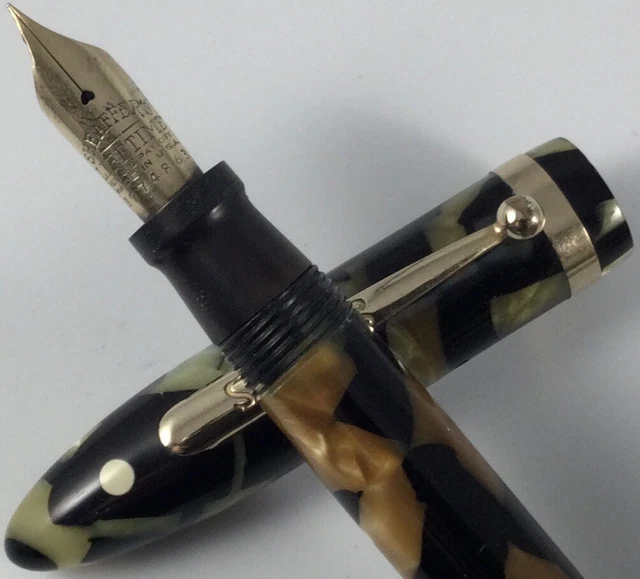 VINTAGE SHEAFFER BALANCE WHITE DOT- PEARL & BLACK w/ 14K LIFETIME NIB: RESTORED!
