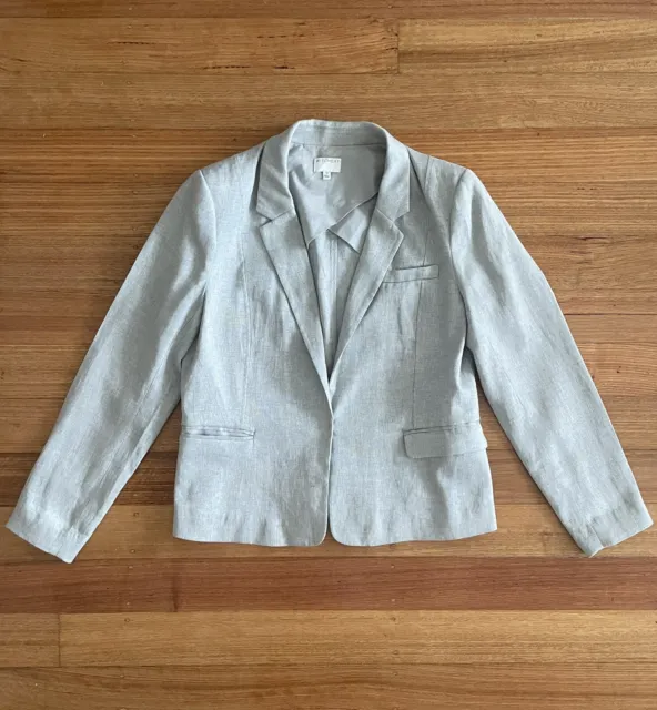 Witchery Grey Linen Blend Blazer - Size 16 - EUC Lined Jacket
