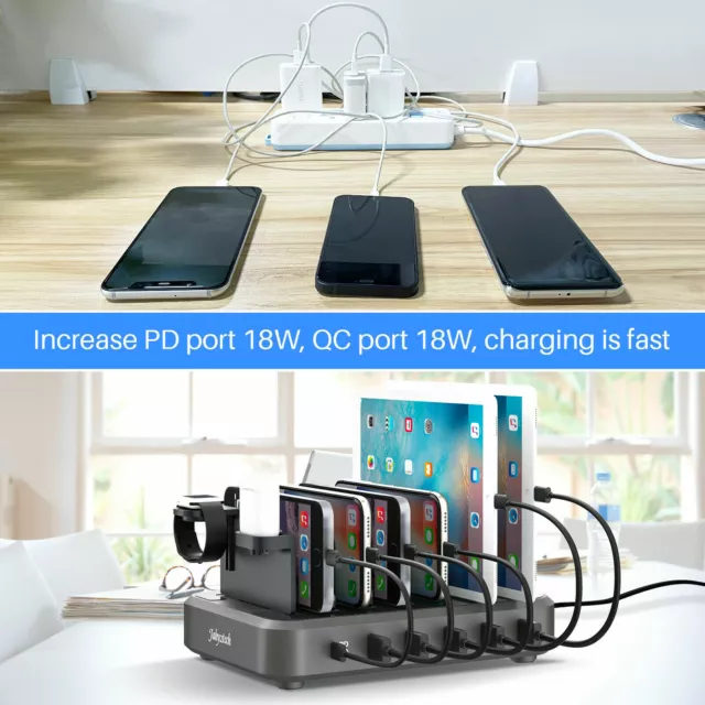 6 Port USB Desktop Travel Charger Fast Charging Station Wall Power Adapter