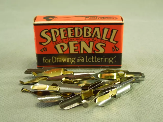 Hunt Co Speedball Pens Box Set of B1 Pen Ink Nibs in Vintage Box - Round Type