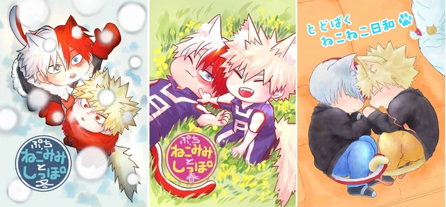 BOKU NO MY Hero Academia Yaoi Doujinshi ぷち ねこみみとしっぽ Todoroki x Bakugo