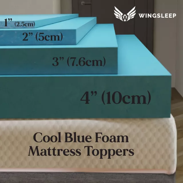 Premium Full Cool Blue Foam Topper - 1-4 Inches - Comfort & Support