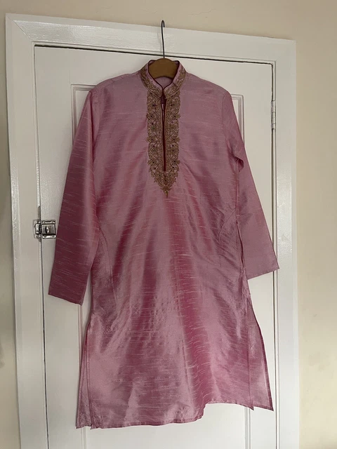 Kurta estiva da uomo rosa a maniche lunghe taglia 38