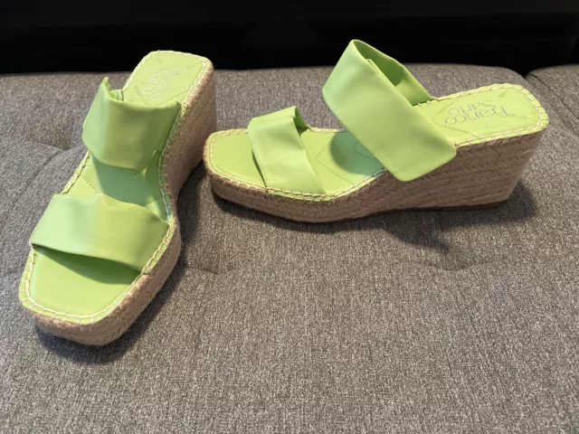 Franco Sarto  Womens Espadrille Wedge sandals Lime Green Sz 7.5