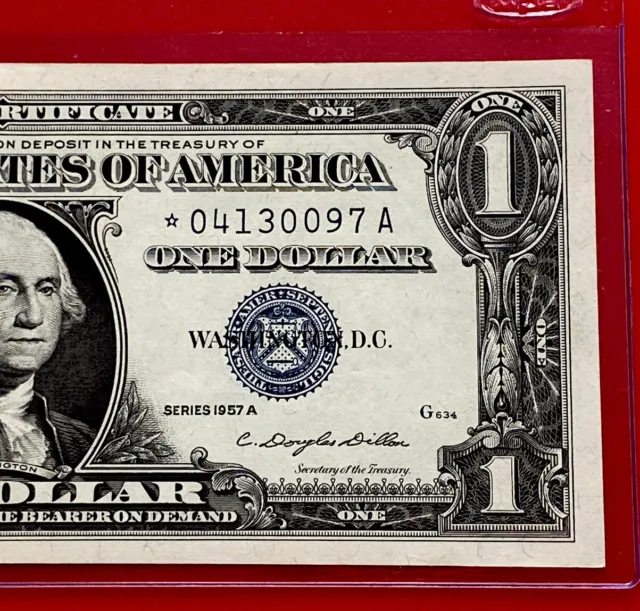 1957 A STAR NOTE  $1 Dollar Silver Certificate (Blue Seal) Uncirculated