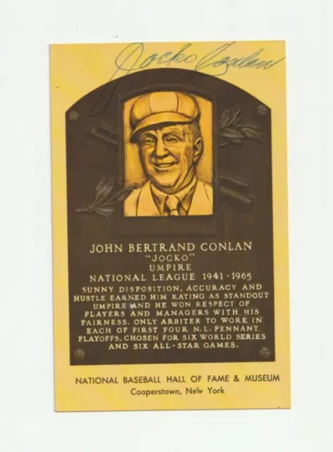 Jocko Conlan Autographed Hall of Fame Plaque MLB Umpire HOF H636