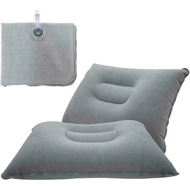 Inflatable Camping Pillow Blow Up Festival Outdoors E Cushion N Travel A2X1